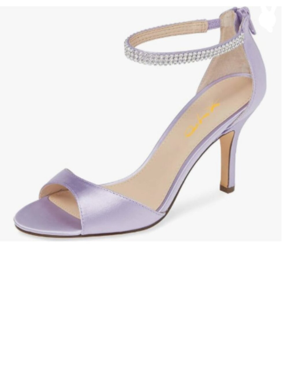 XYD Lavender Open Toe Rhinestones Ankle Strap Sandals Mid Heel Pumps Bridal Shoe